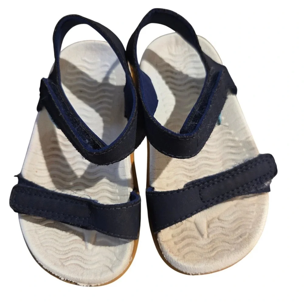 Native Charley Kids Navy Blue White Adjustable Strap Water Sandals Gum Sole